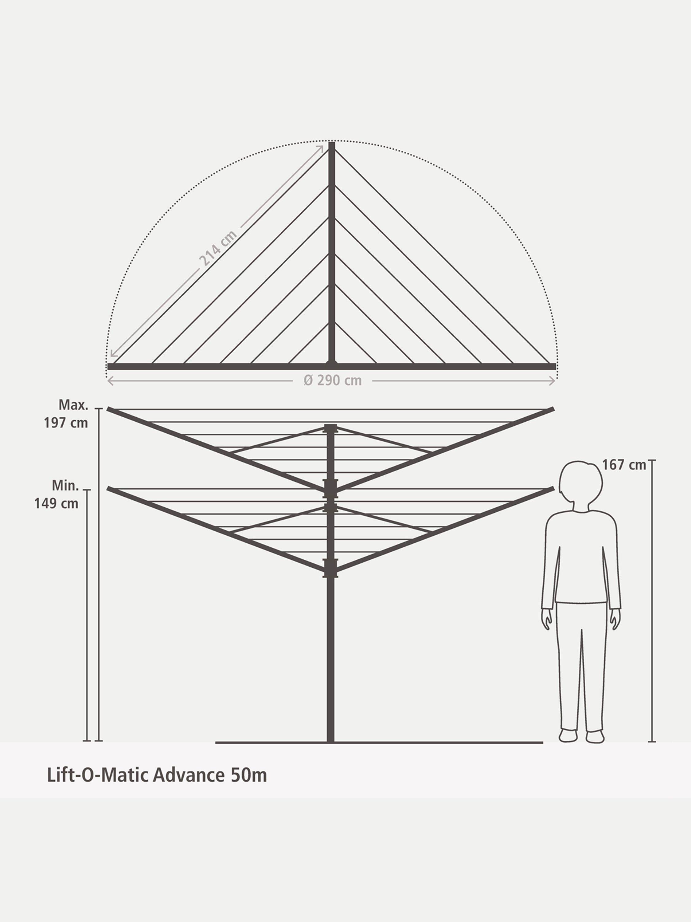 Brabantia rotary airer Lift-O-Matic 50m, UK version