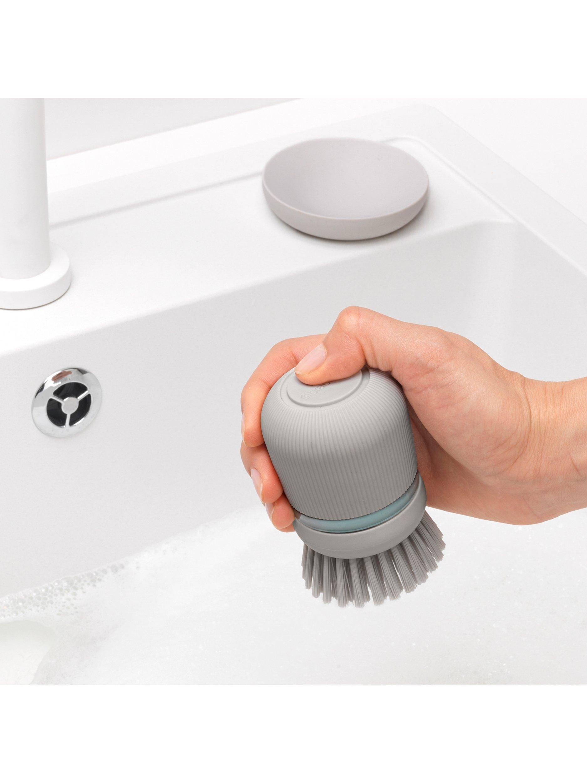 Brabantia soap dispensing dish brush in mid grey - British product