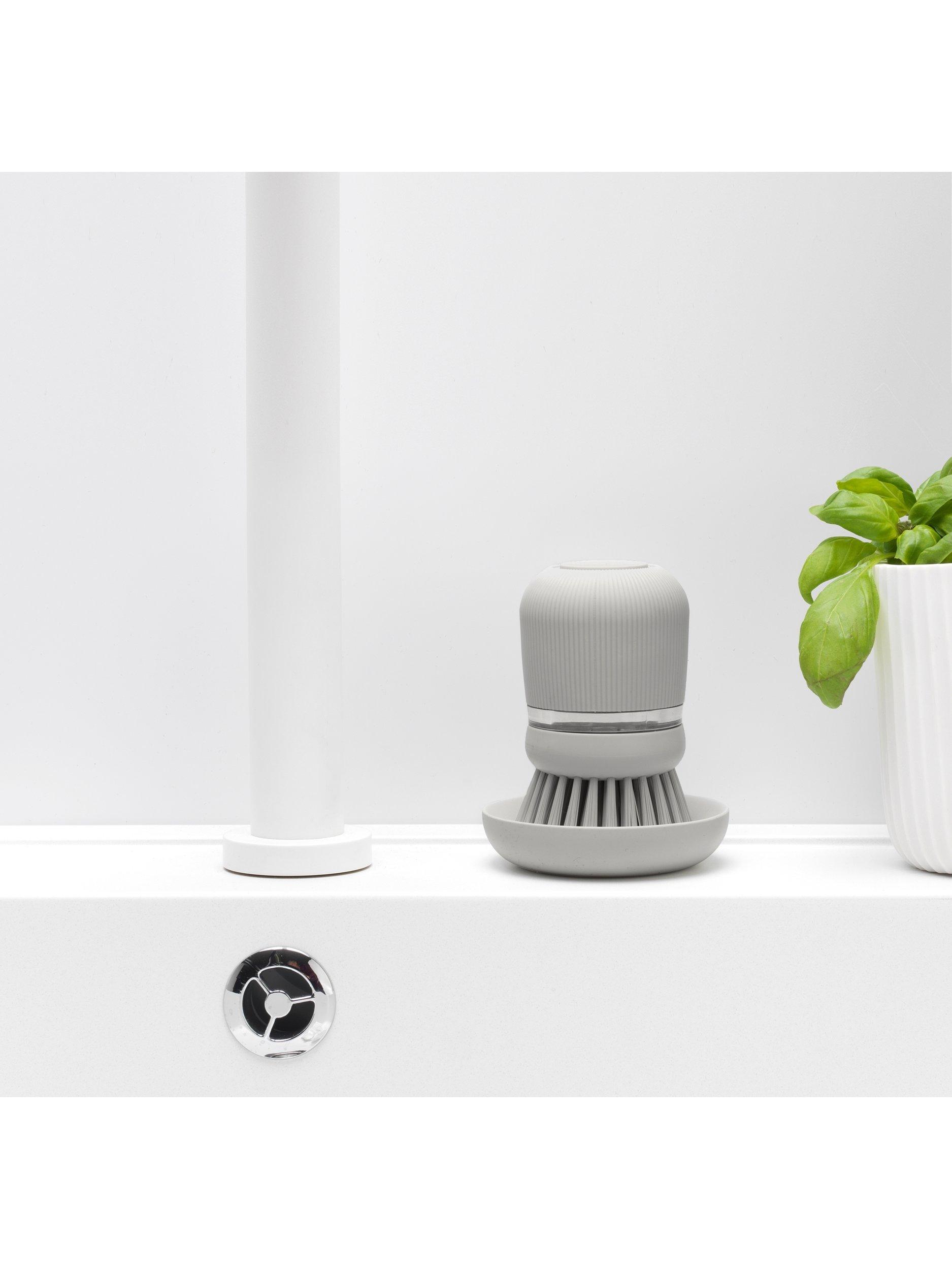 Brabantia soap dispensing dish brush in mid grey - British product