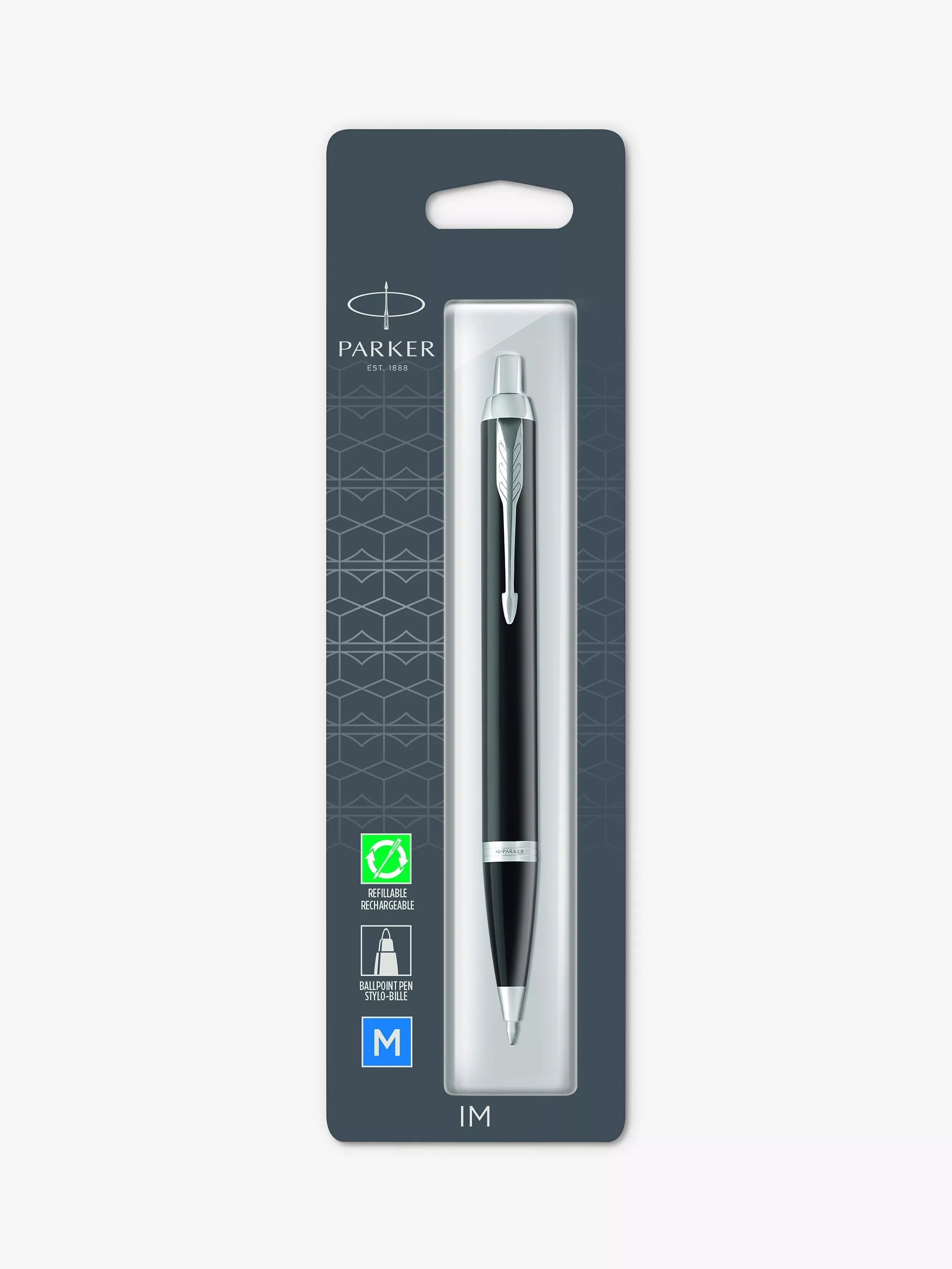 PARKER IM Ballpoint Pen black lacquer chrome trim, UK version