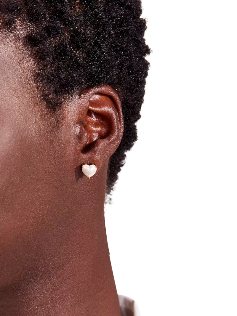 Kate Spade New York heart stud earrings gold white, UK version