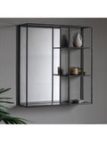 Gallery Direct Lombardy black wall mirror with shelves 65x60cm, imported from the UK