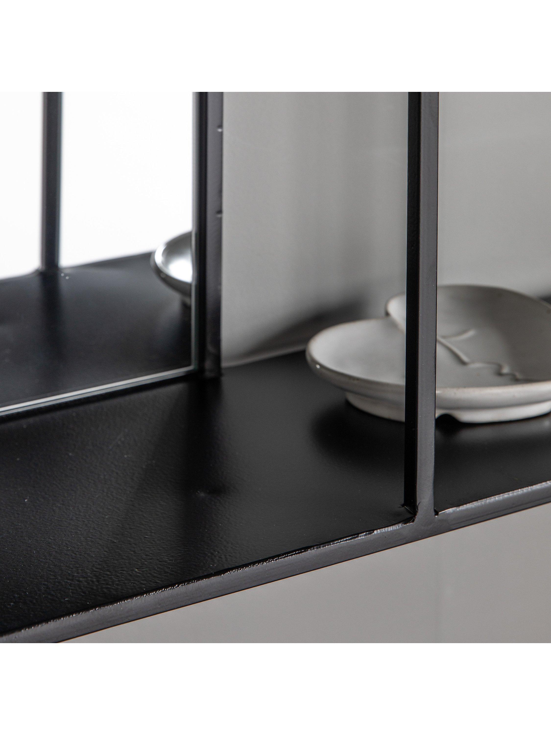 Gallery Direct Lombardy black wall mirror with shelves 65x60cm, imported from the UK
