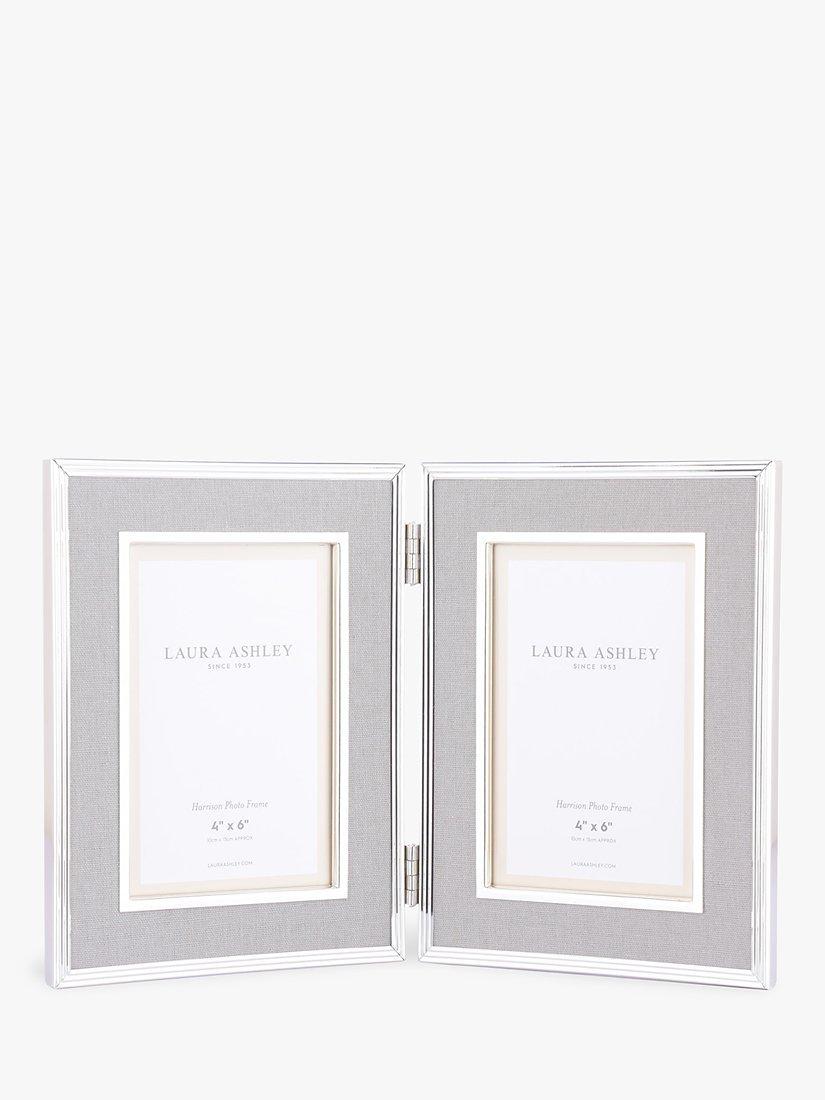 Laura Ashley Harrison linen double photo frame for 4x6 inch photos, UK version