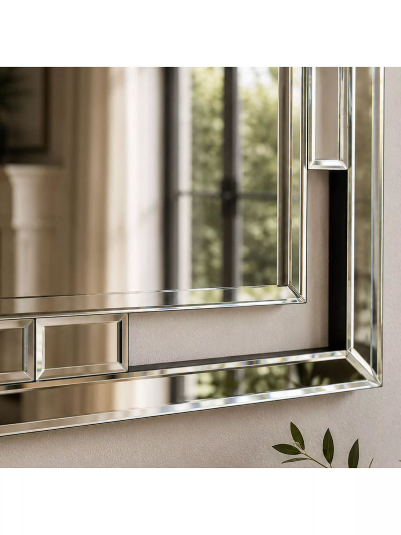 Yearn Rio bevelled glass wall mirror 82x112cm black, imported from the UK
