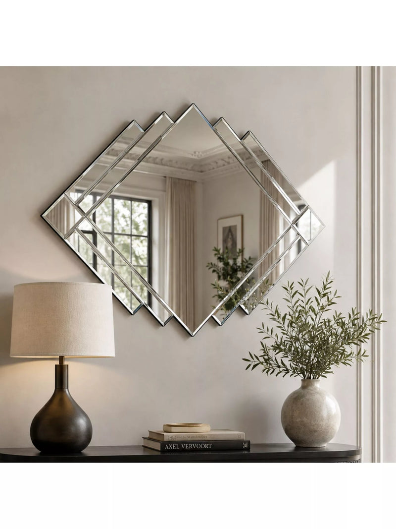 Yearn bevelled glass wall mirror black 86x119cm - British product