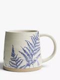 John Lewis Woodland Floral Glazed Stoneware Fern Mug, 450ml, Blue/Beige