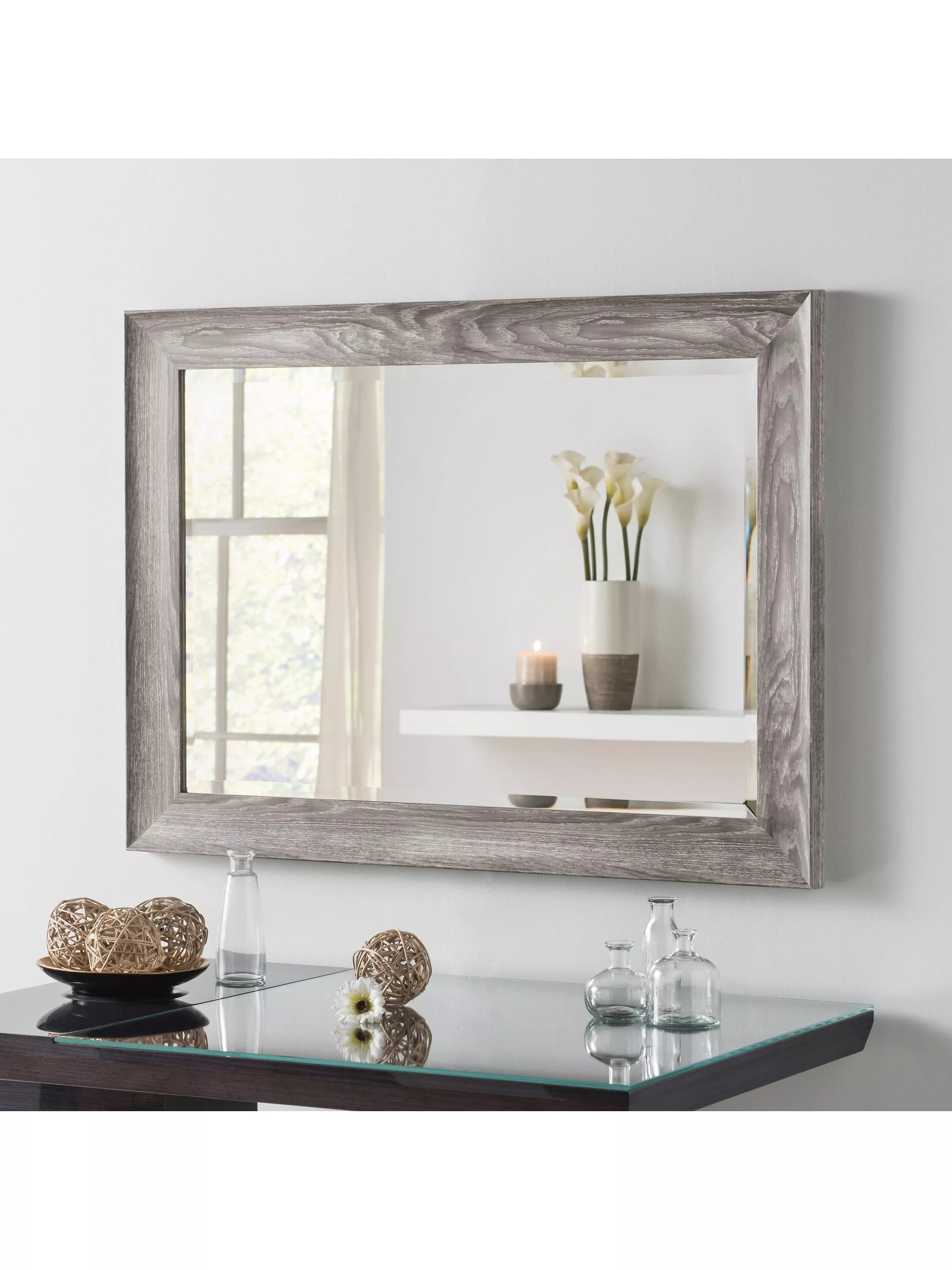 Yearn Wood-Effect Rectangular Wall Mirror