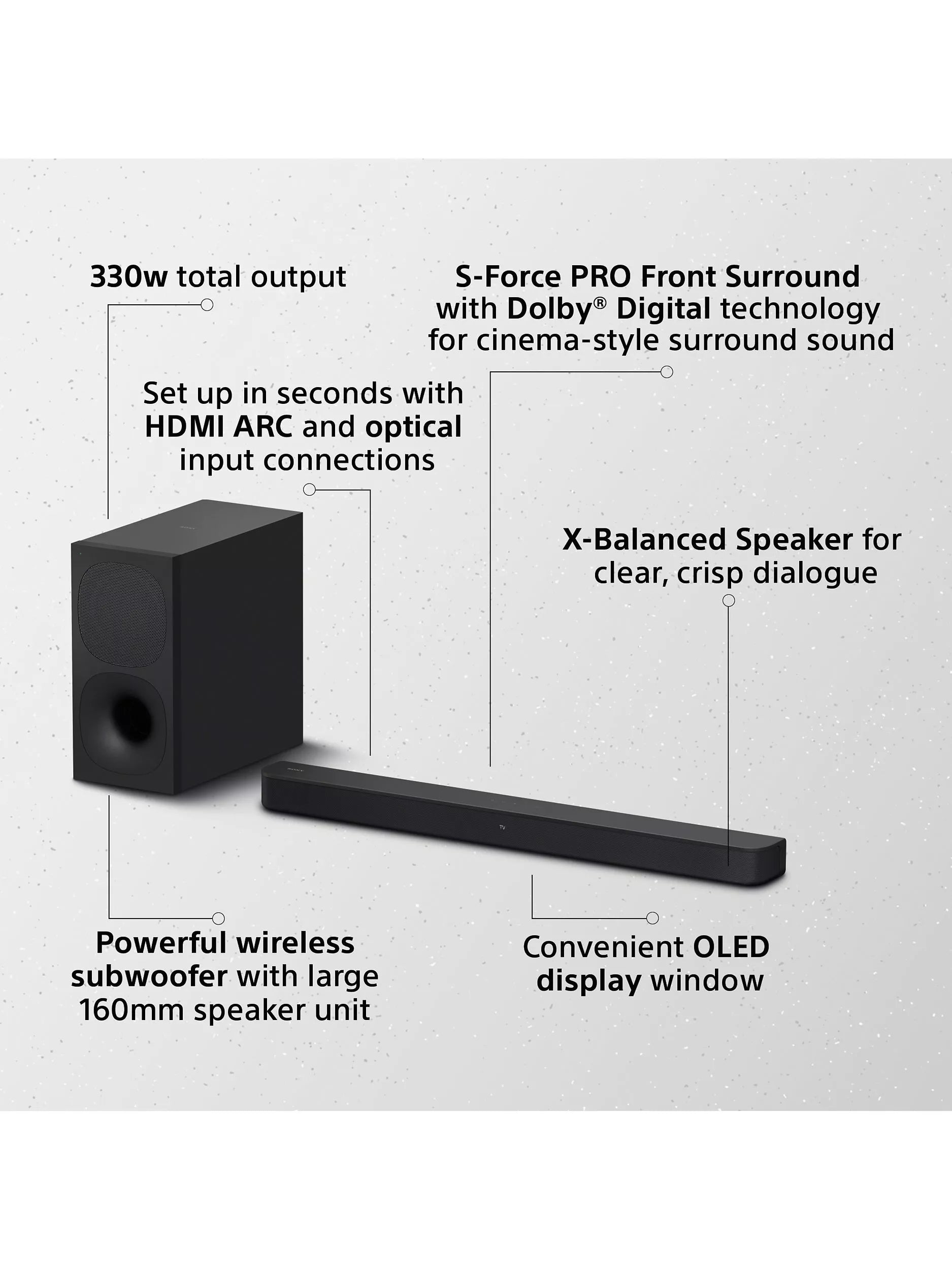 Sony HT-SD40 soundbar with wireless subwoofer - British product