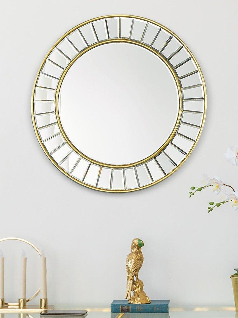 Laura Ashley Clemence round wall mirror with gold leaf border, UK version