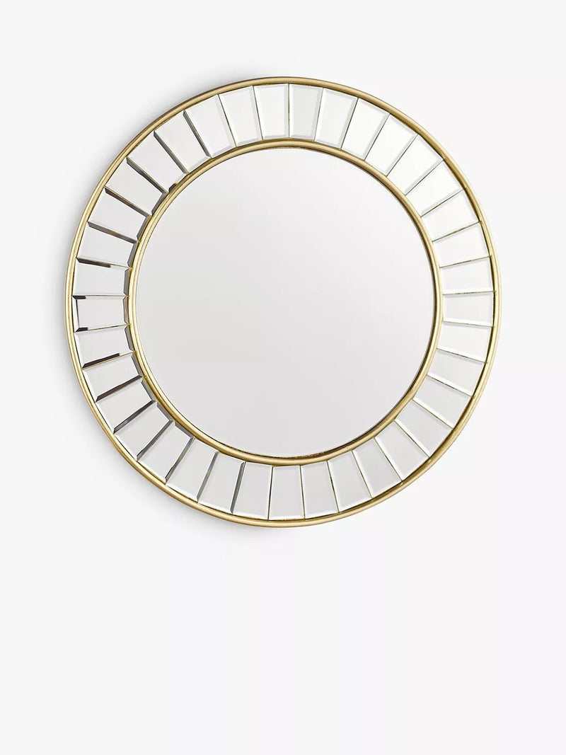 Laura Ashley Clemence round wall mirror with gold leaf border, UK version