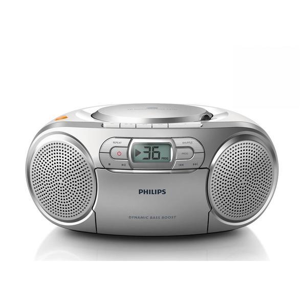 Philips AZ127 portable stereo system in silver, imported from the UK