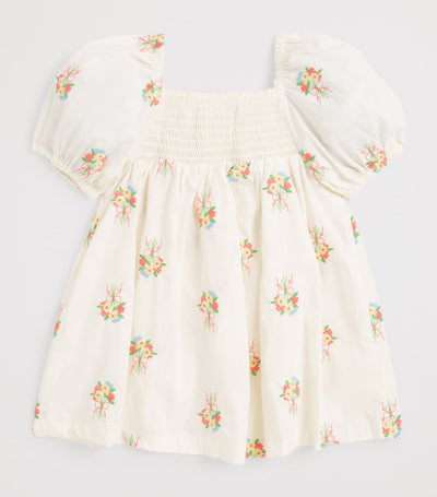 Harrods Broderte kjole i bomull med blomsterprint for spedbarn 3-36 måneder - Kjøp online på McGrocer