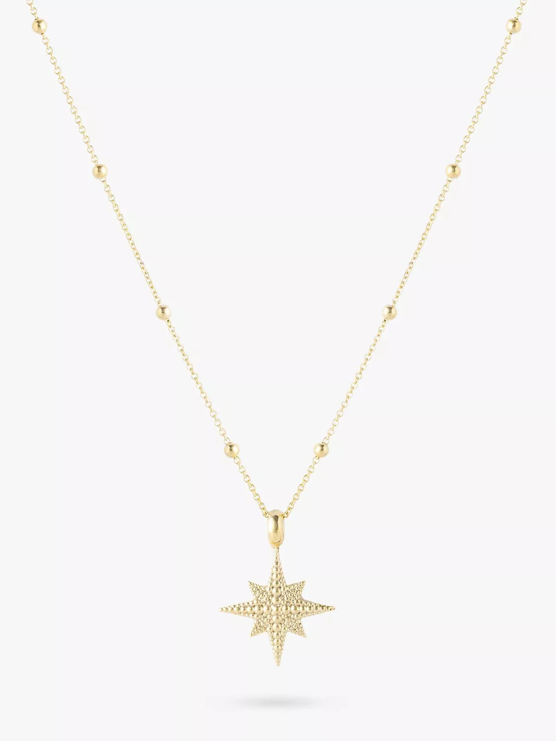 LARNAUTI star pendant necklace, gold, with beaded chain - British product