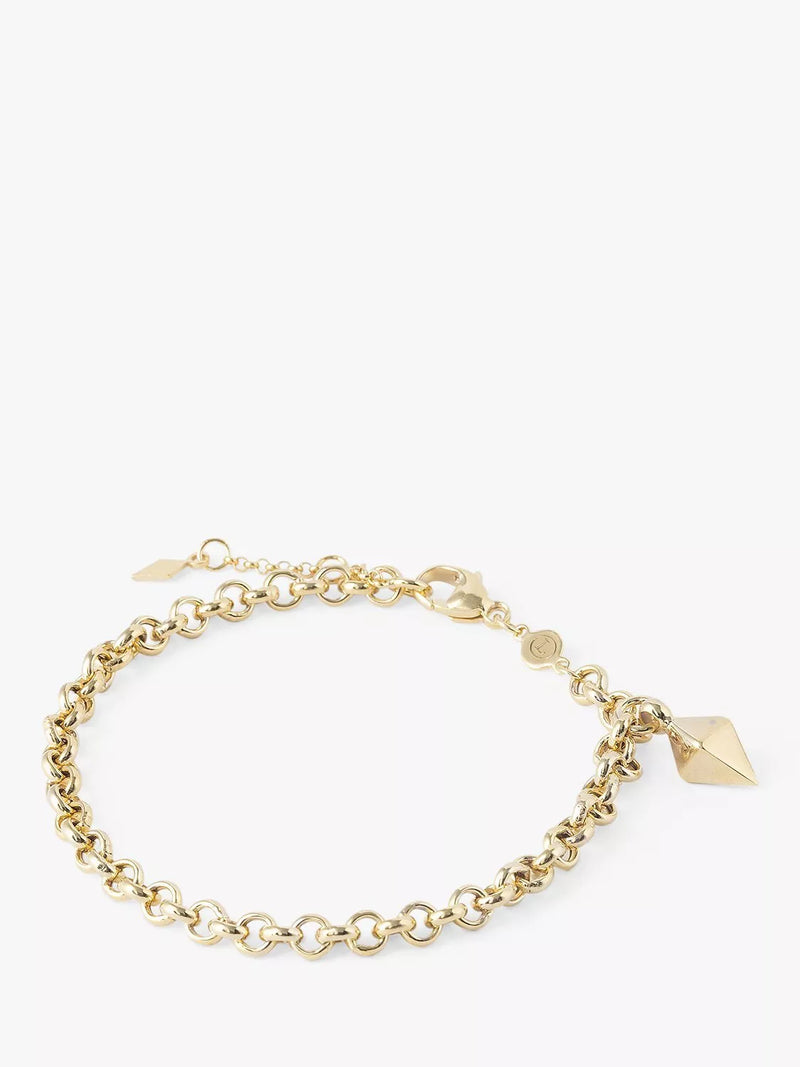 LARNAUTI pyramid charm chain bracelet in gold, 18-20cm (British brand)