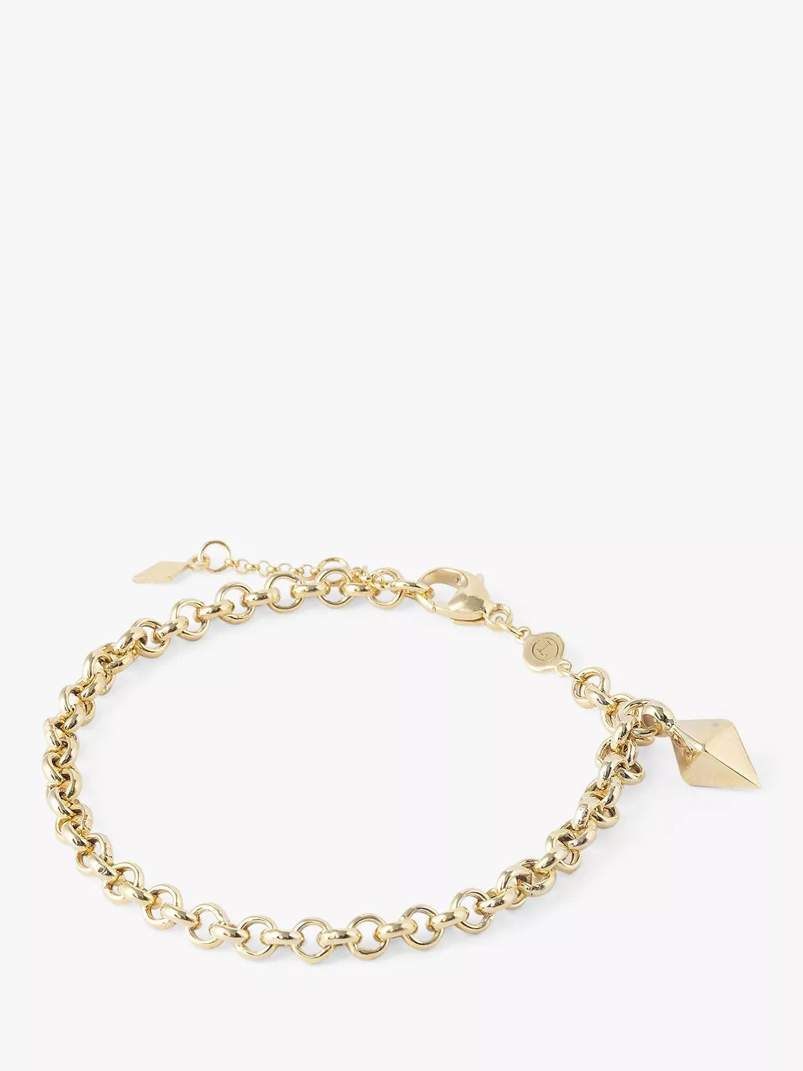 LARNAUTI pyramid charm chain bracelet in gold, 18-20cm (British brand)