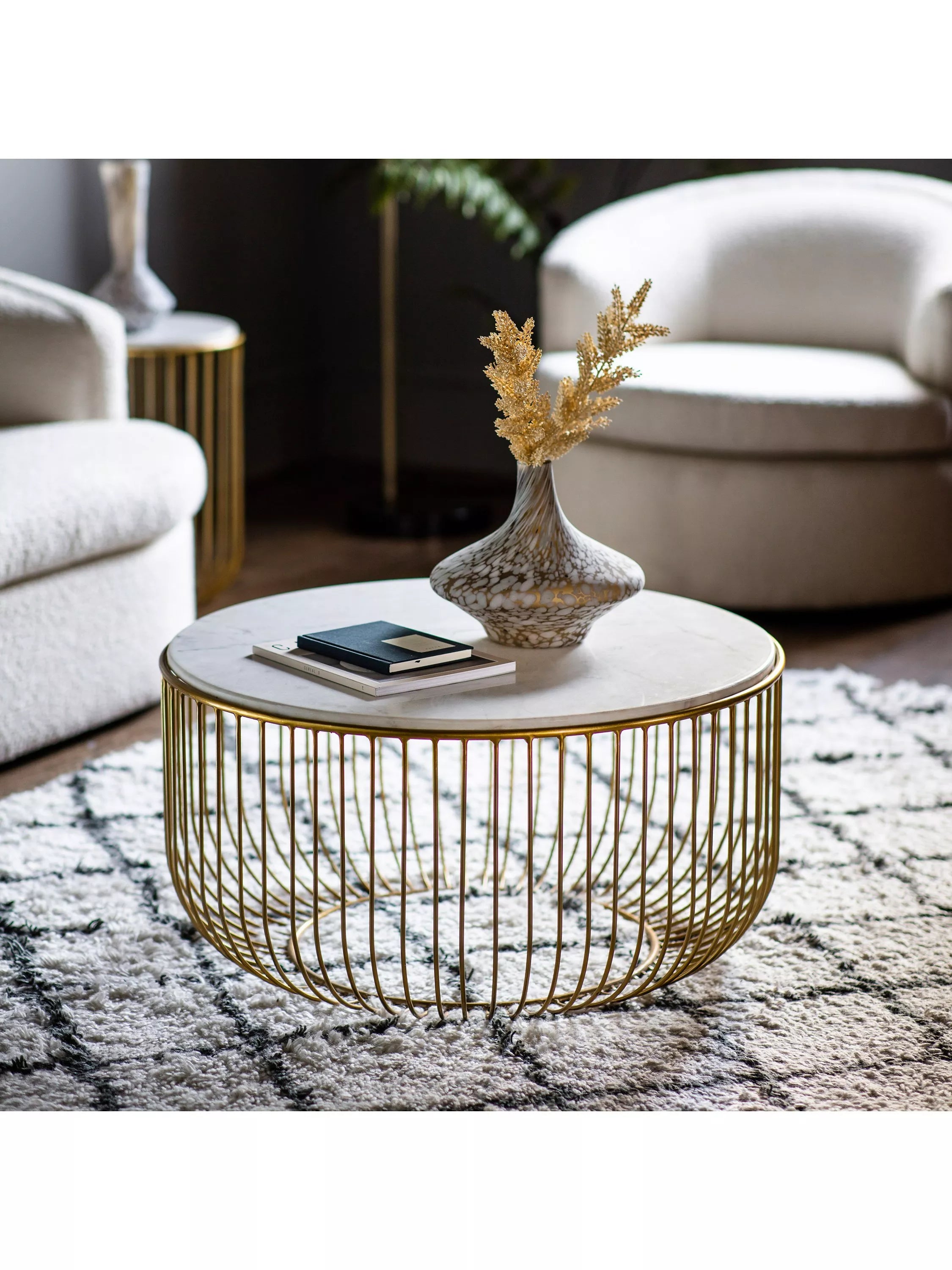Gallery Direct marble coffee table natural gold round - British product
