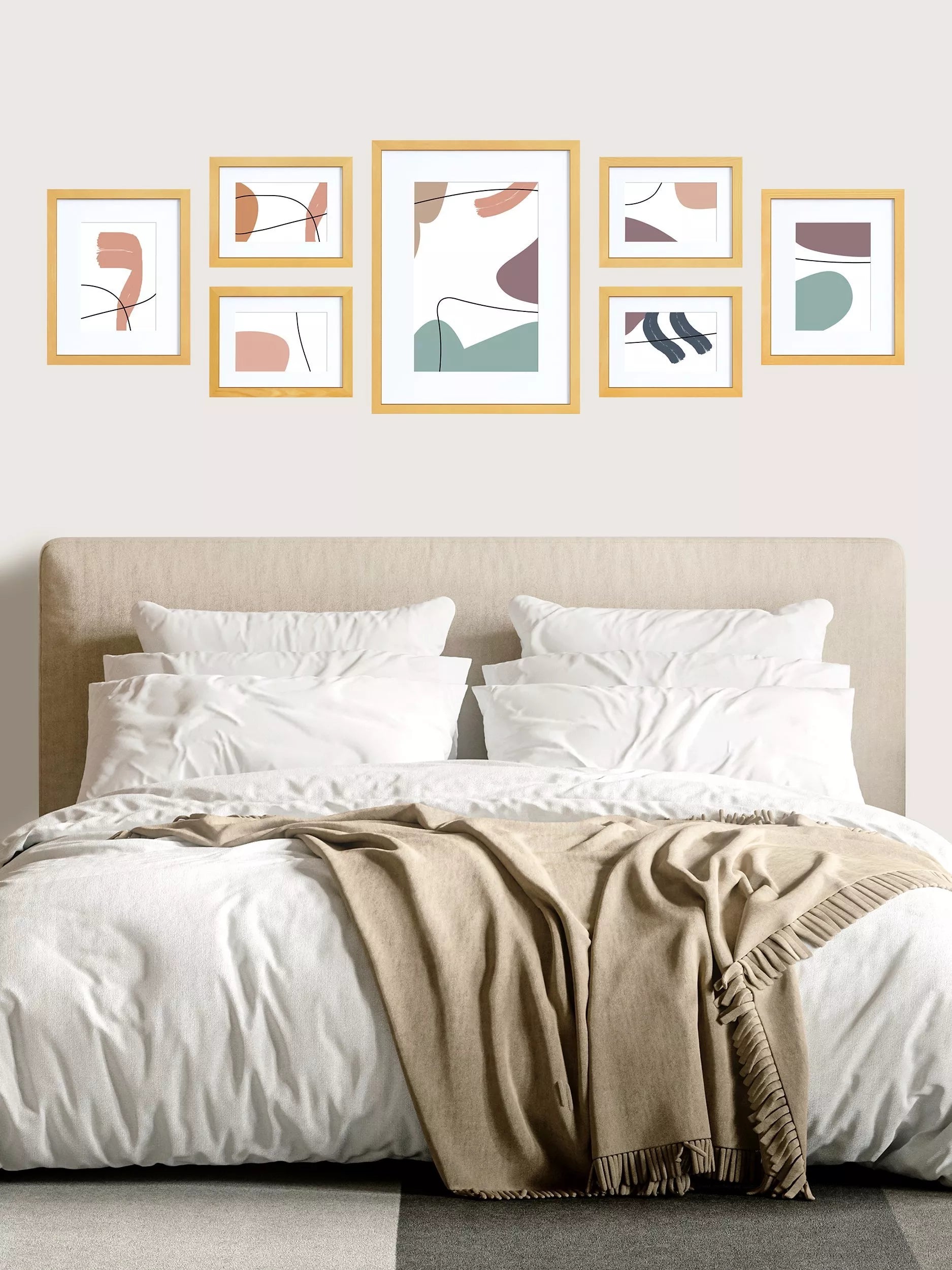 John Lewis multi-aperture solid oak photo frame set with 7 frames, UK version