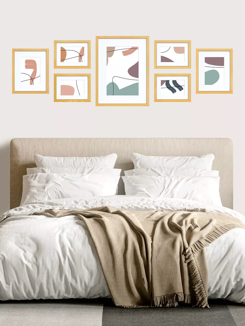John Lewis multi-aperture solid oak photo frame set with 7 frames, UK version