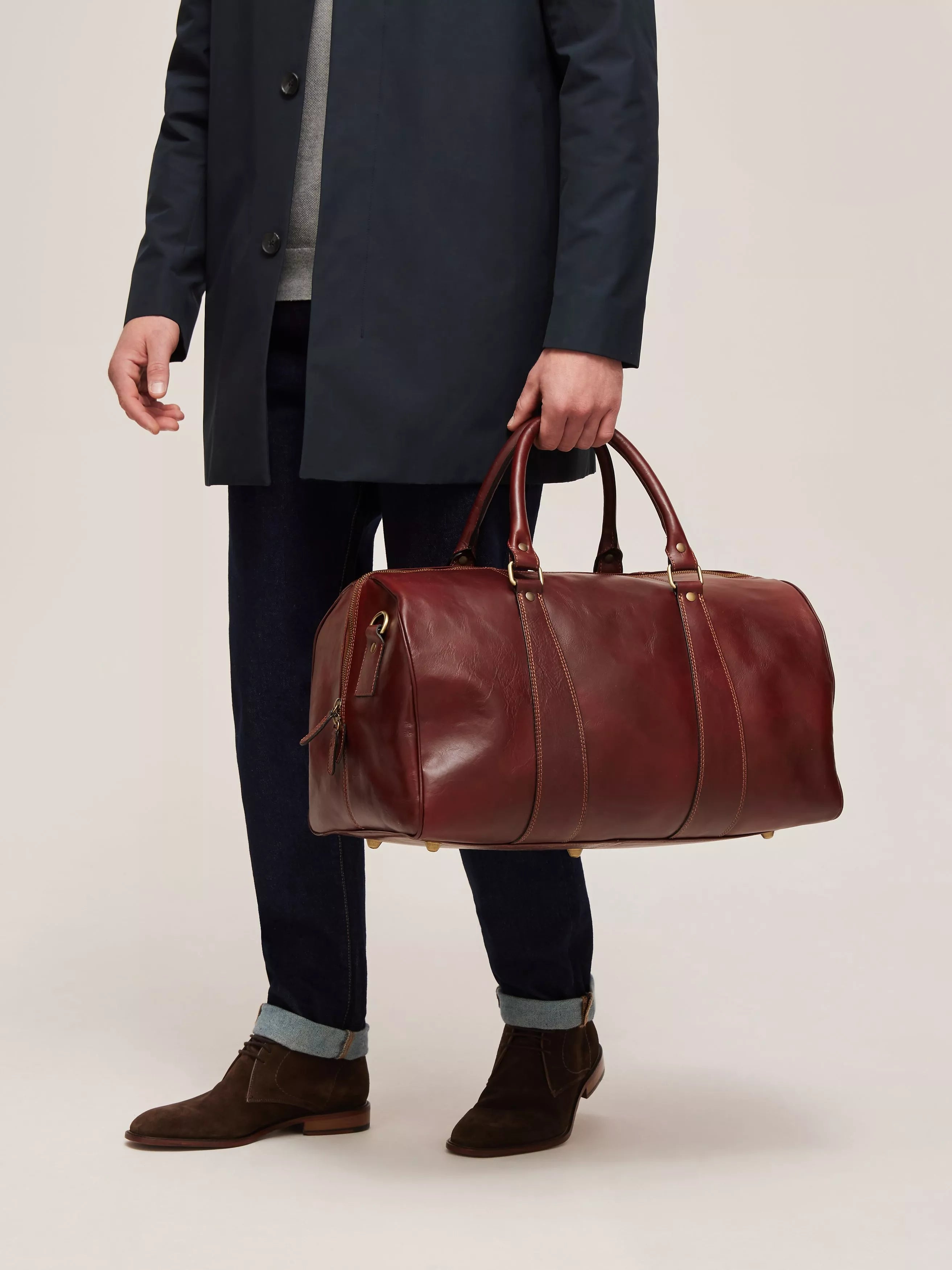 John Lewis large brown leather holdall, UK version