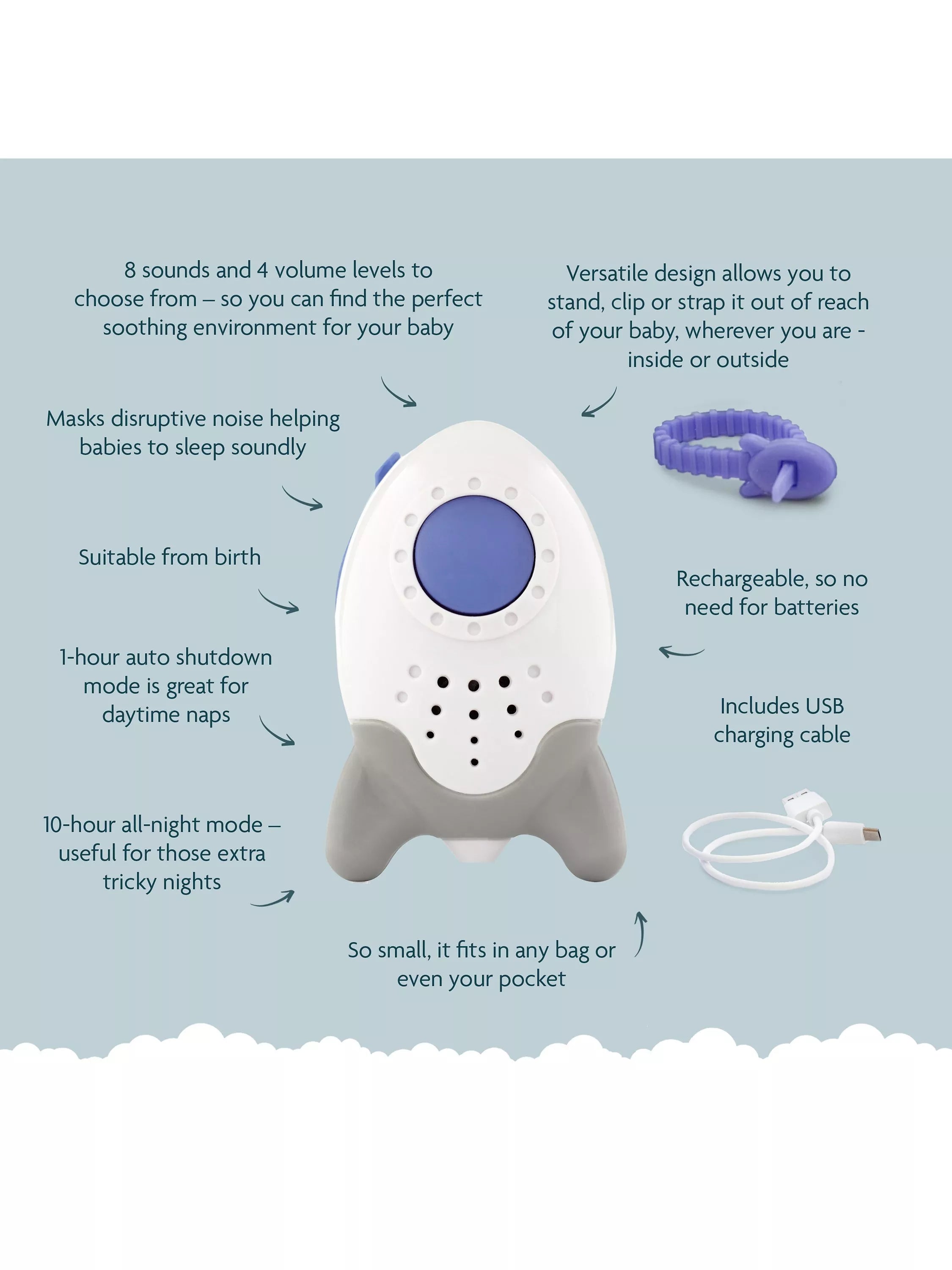 Rockit Wooshh baby sound sleep aid, imported from the UK