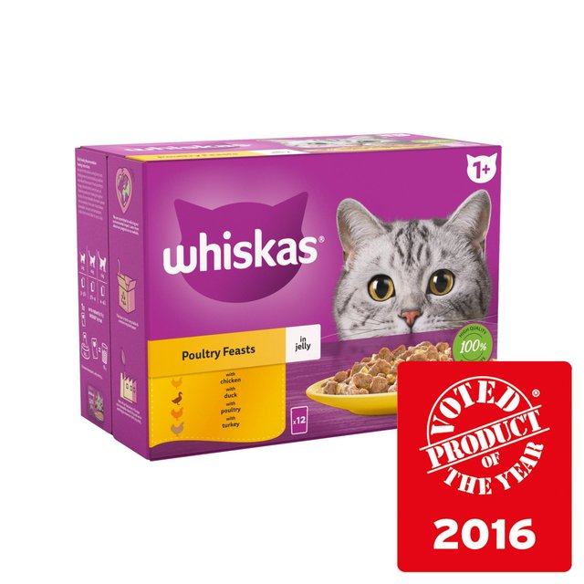 Whiskas 1+ Adult Wet Cat Food Pouches Poultry Feasts   12 x 85g GOODS M&S   