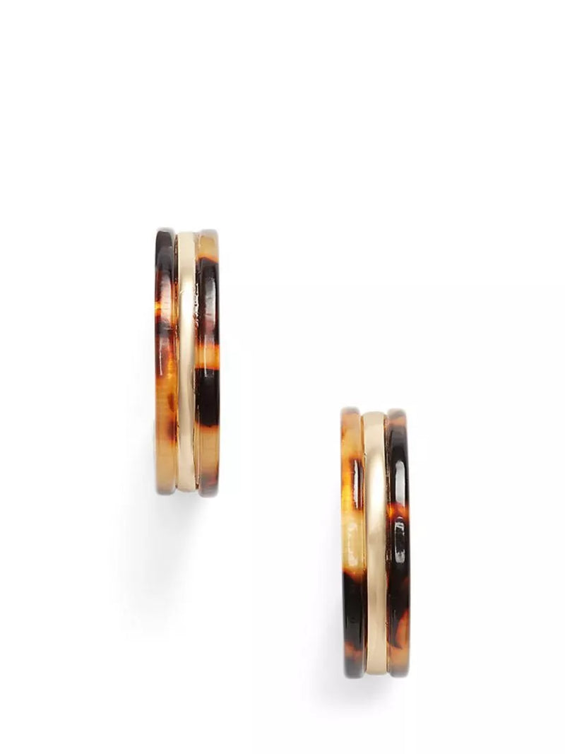 Ralph Lauren tortoise shell hoop earrings gold tone 23.88mm - British product