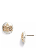 Ralph Lauren crest stud earrings in silver and gold, UK version