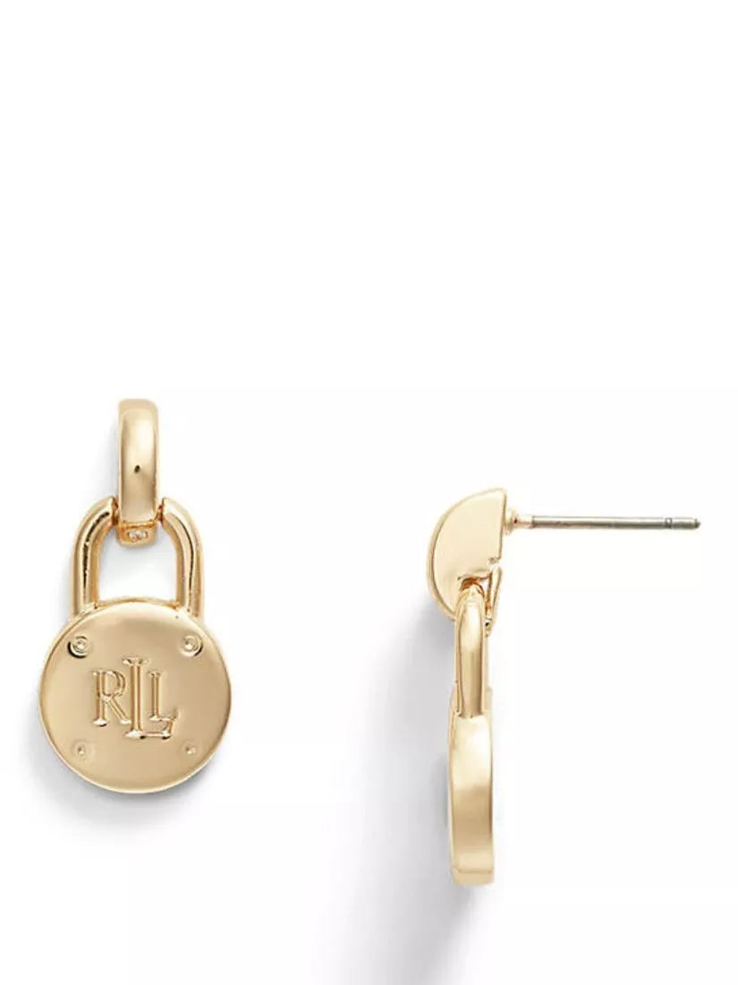 Lauren Ralph Lauren monogram padlock drop earrings 1.9cm, UK version