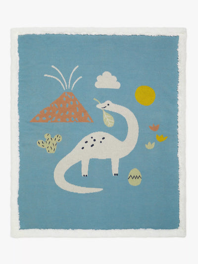 John Lewis Dinosaurier Sherpa Fleece Babydecke, 100 x 80 cm