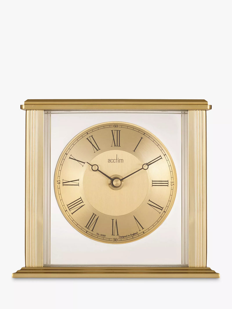 Acctim Gayhurst Roman numeral mantel clock gold, imported from the UK