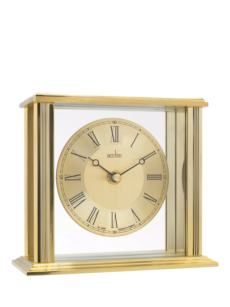 Acctim Gayhurst Roman numeral mantel clock gold, imported from the UK