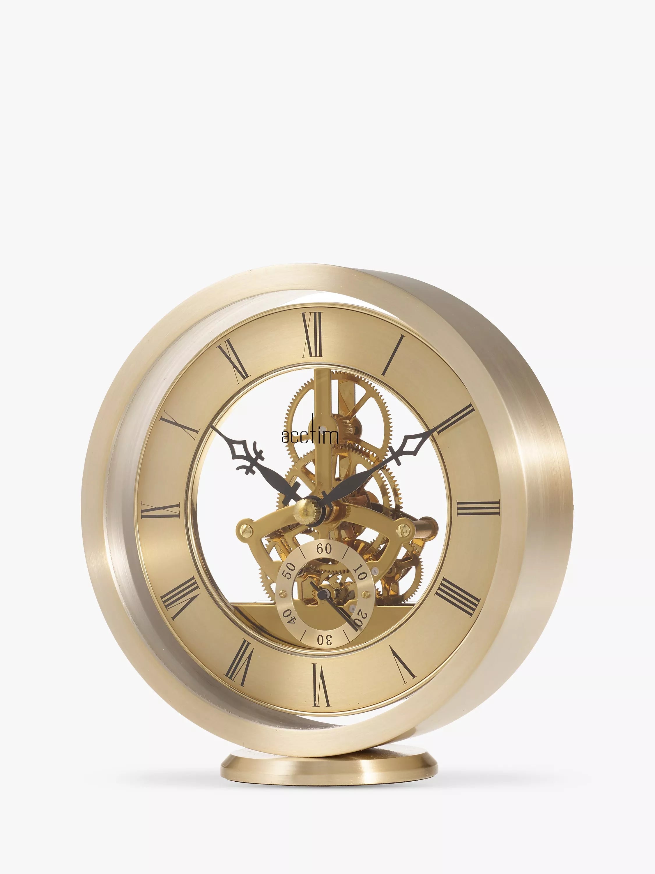 Acctim skeleton mantel carriage clock in gold, 13cm - British product
