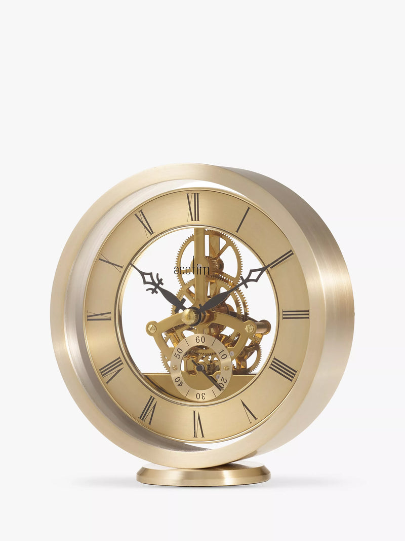 Acctim skeleton mantel carriage clock in gold, 13cm - British product