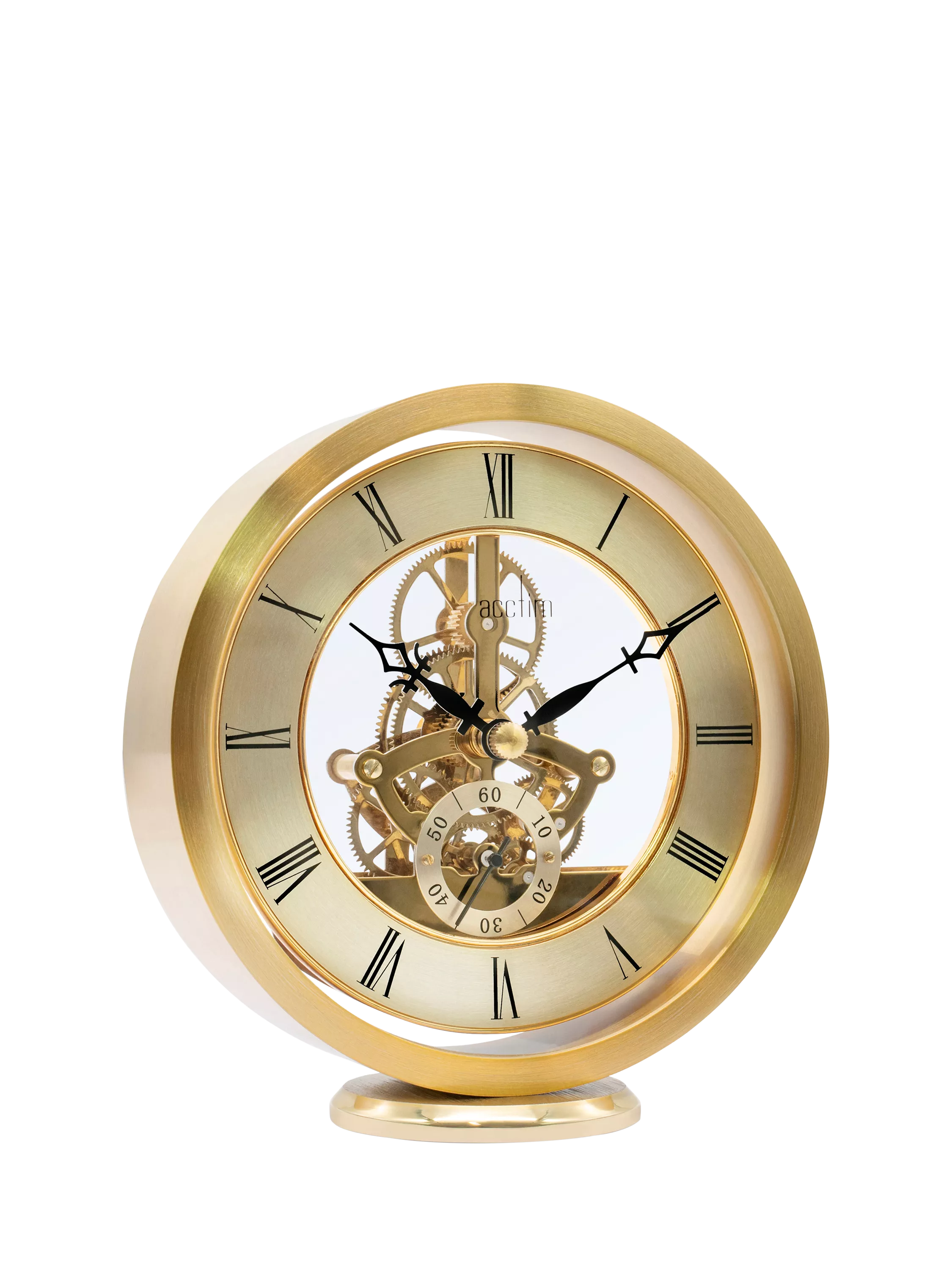 Acctim skeleton mantel carriage clock in gold, 13cm - British product
