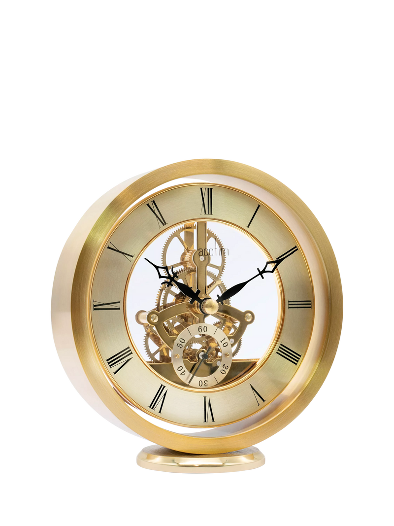 Acctim skeleton mantel carriage clock in gold, 13cm - British product