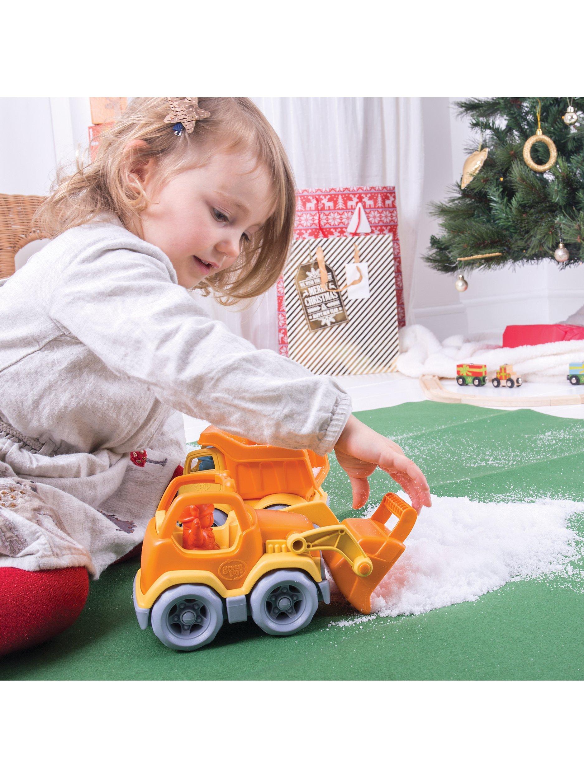 Green Toys scooper truck with bulldog figure, UK version