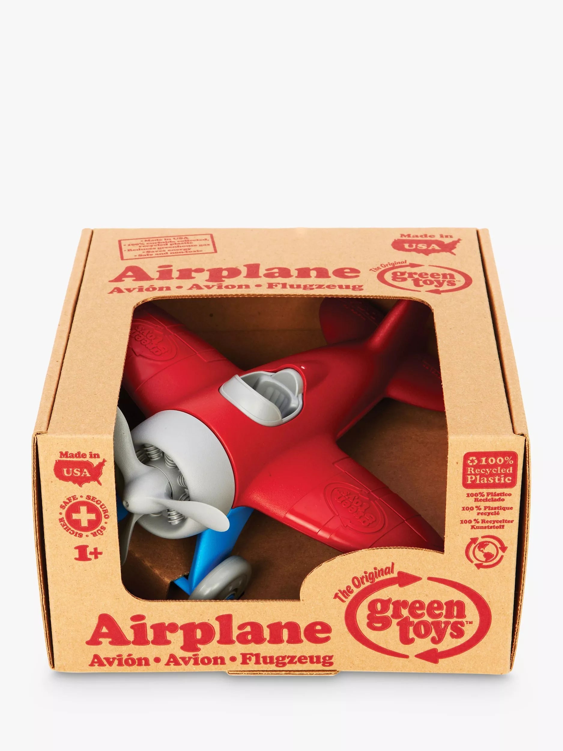 Green Toys seaplane red recycled plastic toy (British brand)