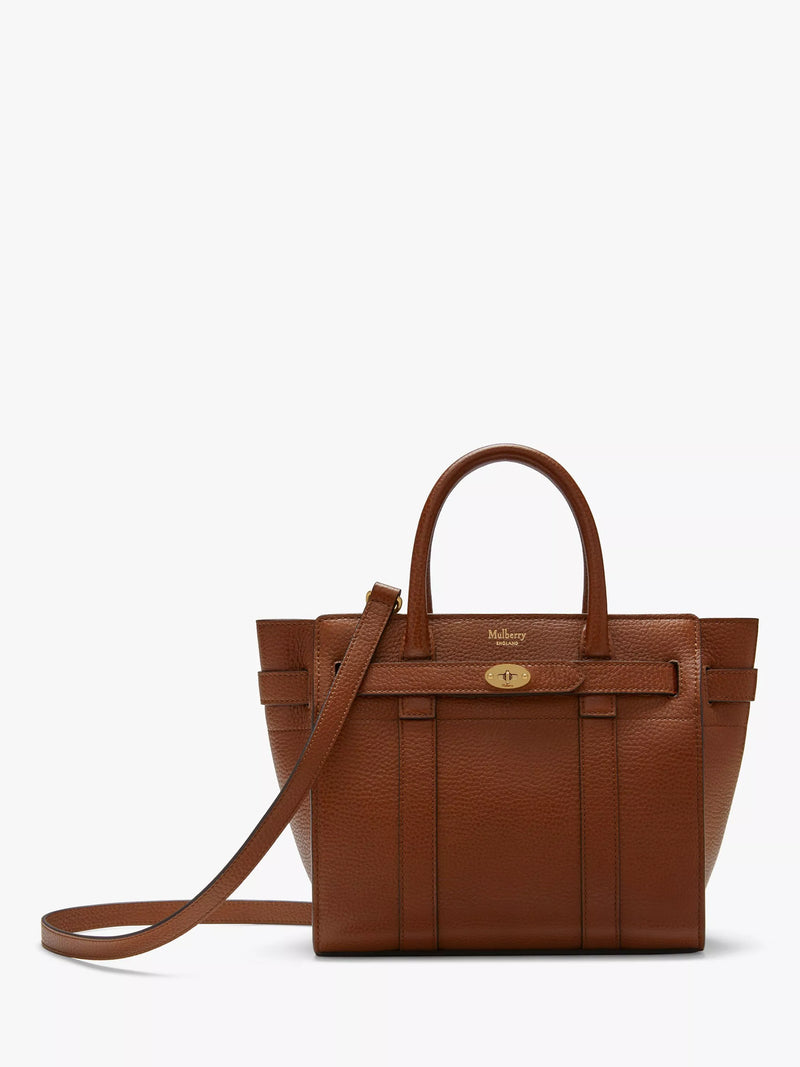 Mulberry Mini Bayswater Zipped Classic Grain Leather Tote Bag
