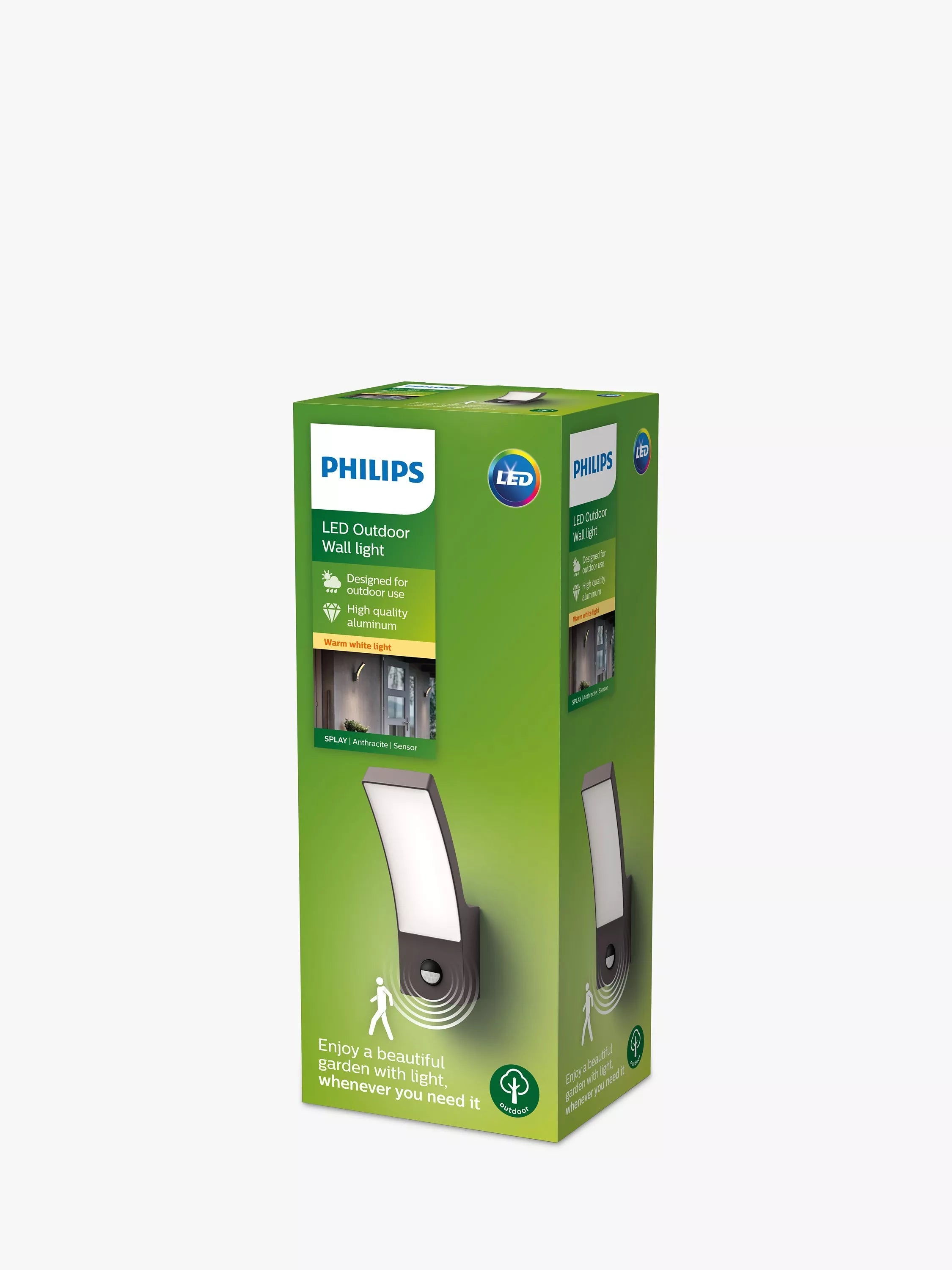 Philips Splay LED motion sensor outdoor wall light anthracite, imported from the UK