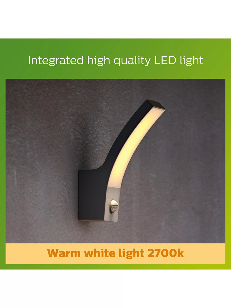 Philips Splay LED motion sensor outdoor wall light anthracite, imported from the UK
