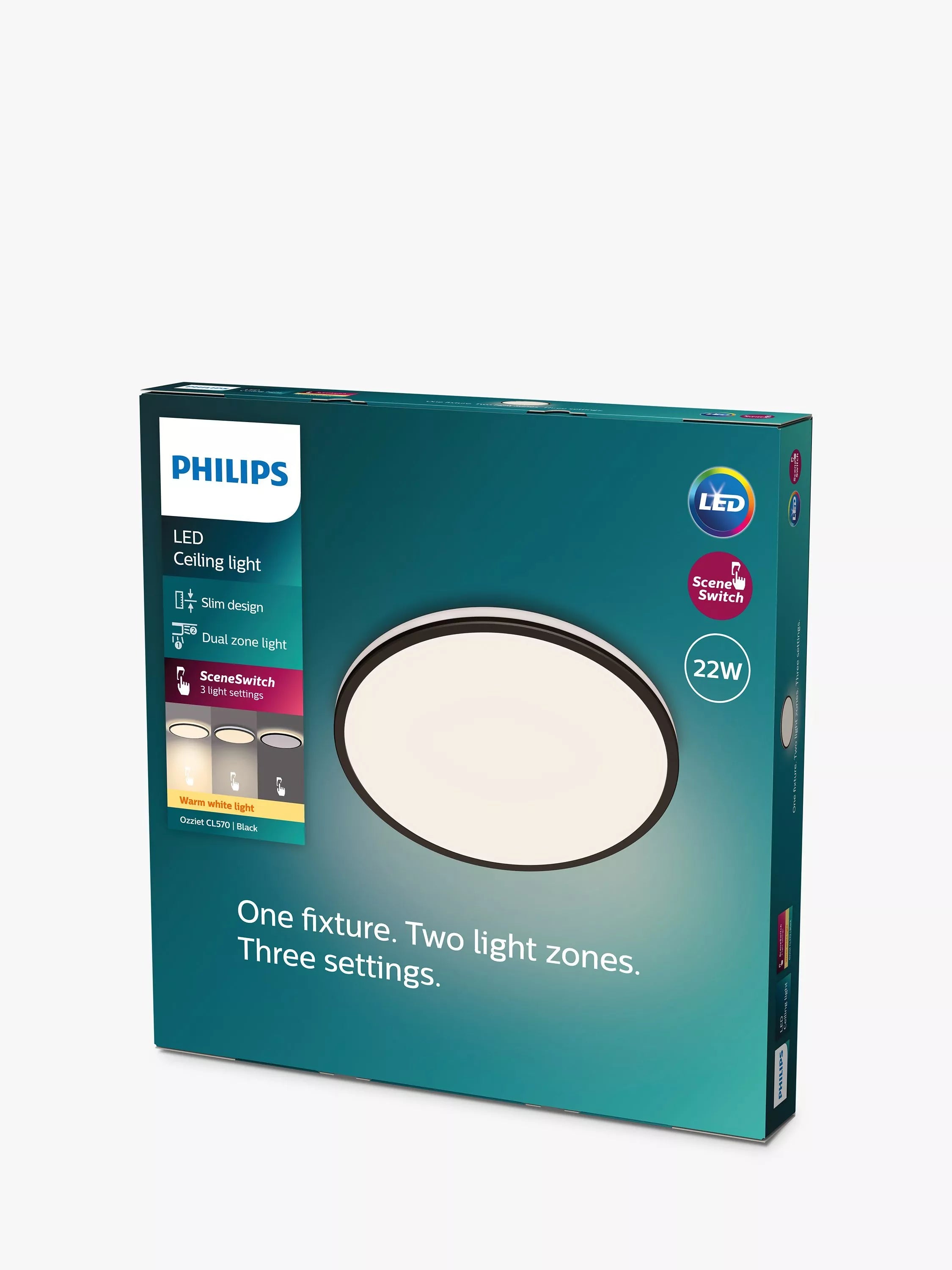 Philips flush ceiling light black 40cm (British brand)