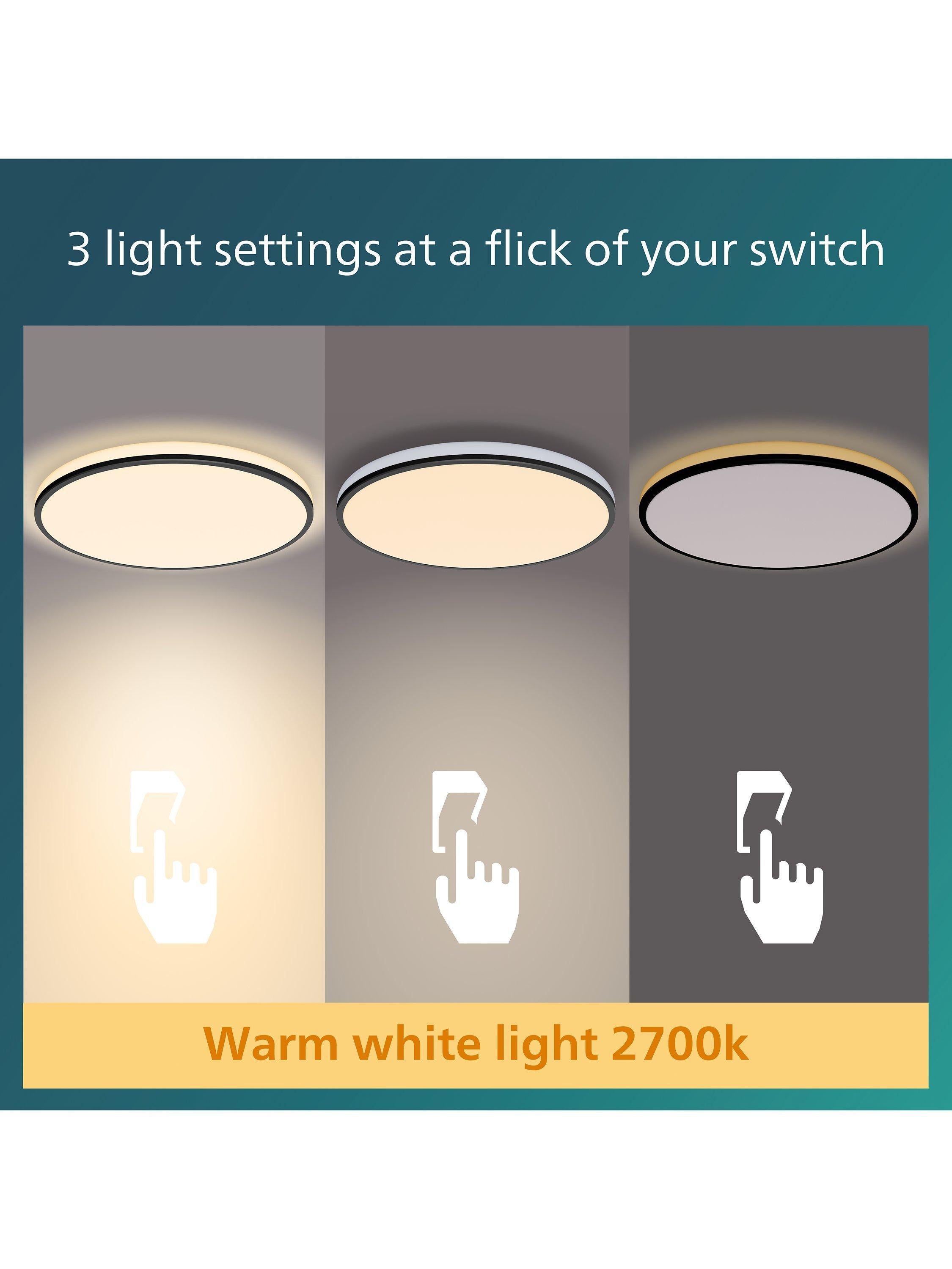 Philips flush ceiling light black 40cm (British brand)