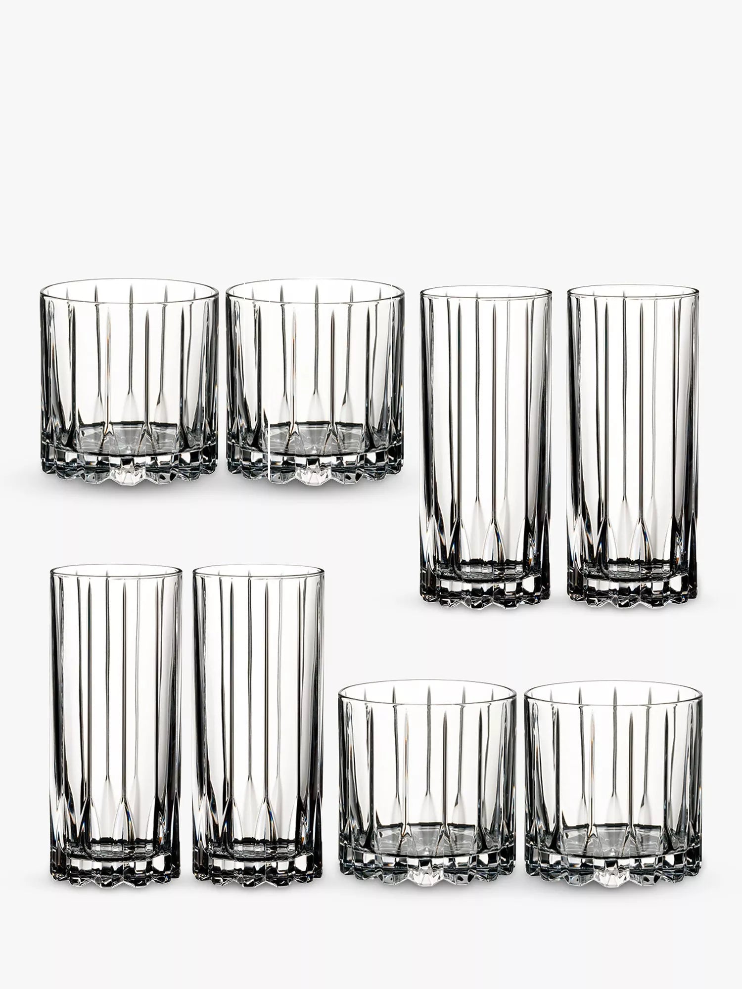 RIEDEL clear highball and tumbler glass set, 8-piece, imported from the UK