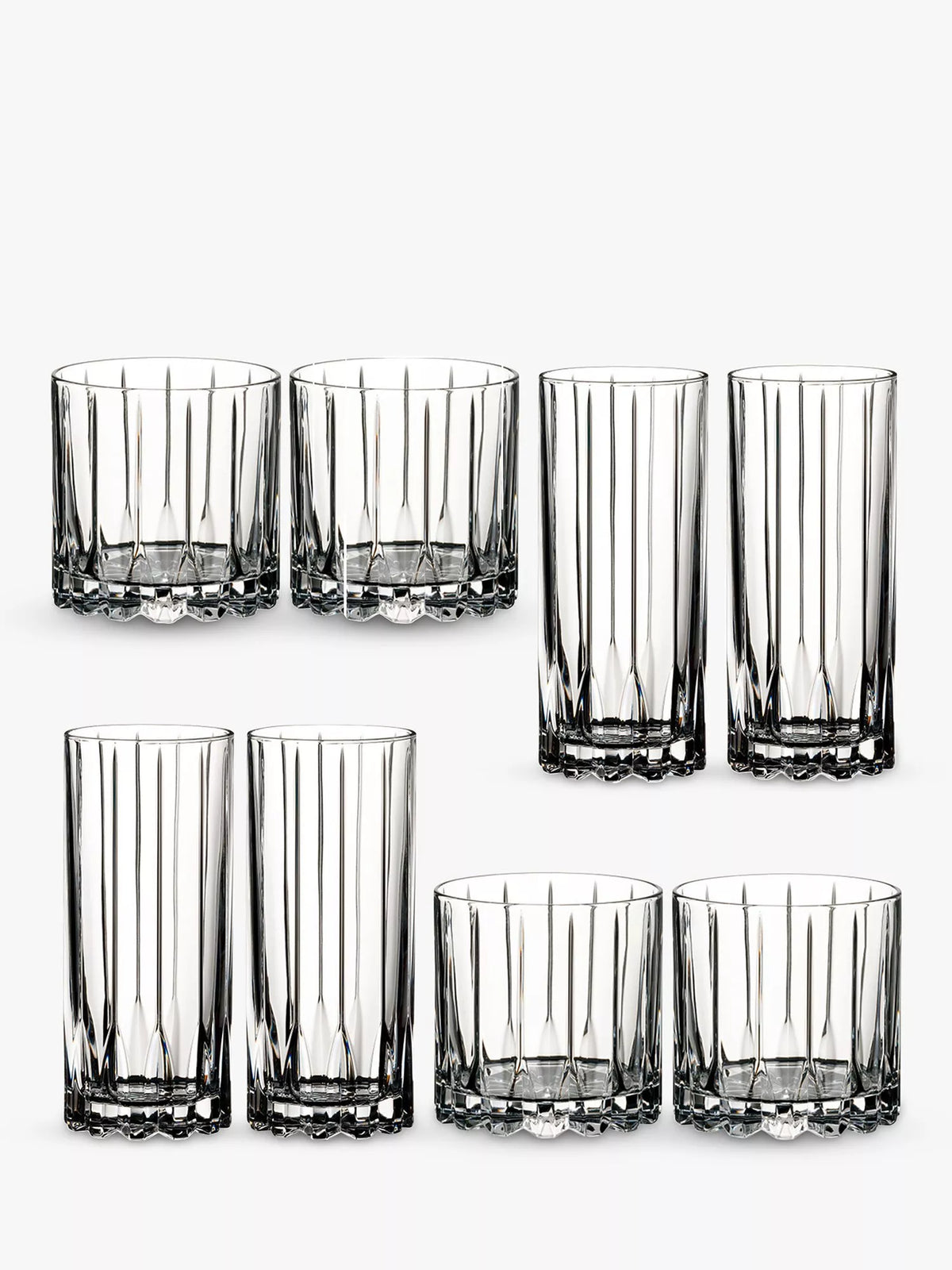 RIEDEL clear highball and tumbler glass set, 8-piece, imported from the UK