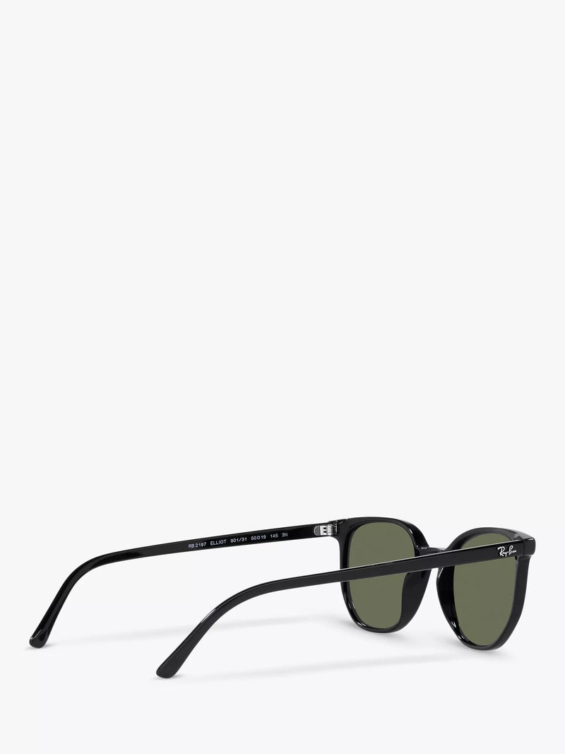 Ray-Ban Elliot round sunglasses black frame green glass lenses (British brand)