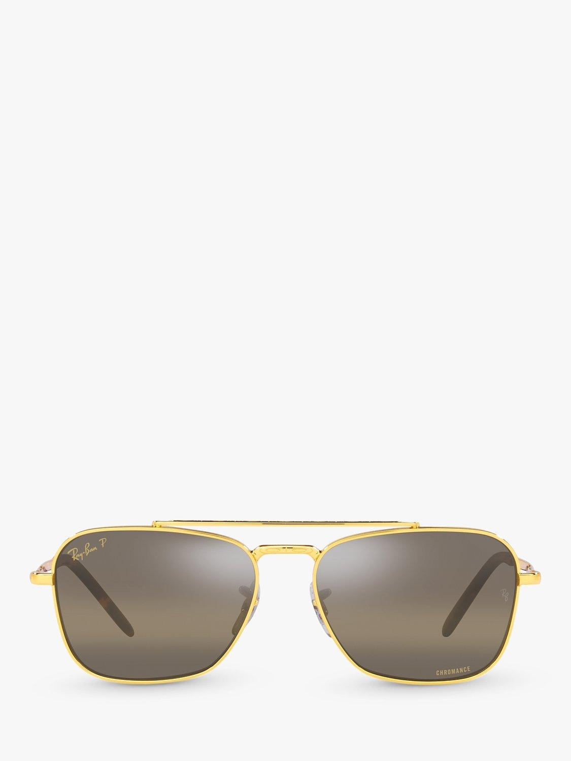 Ray-Ban New Caravan square polarised sunglasses Legend Gold Brown - British product