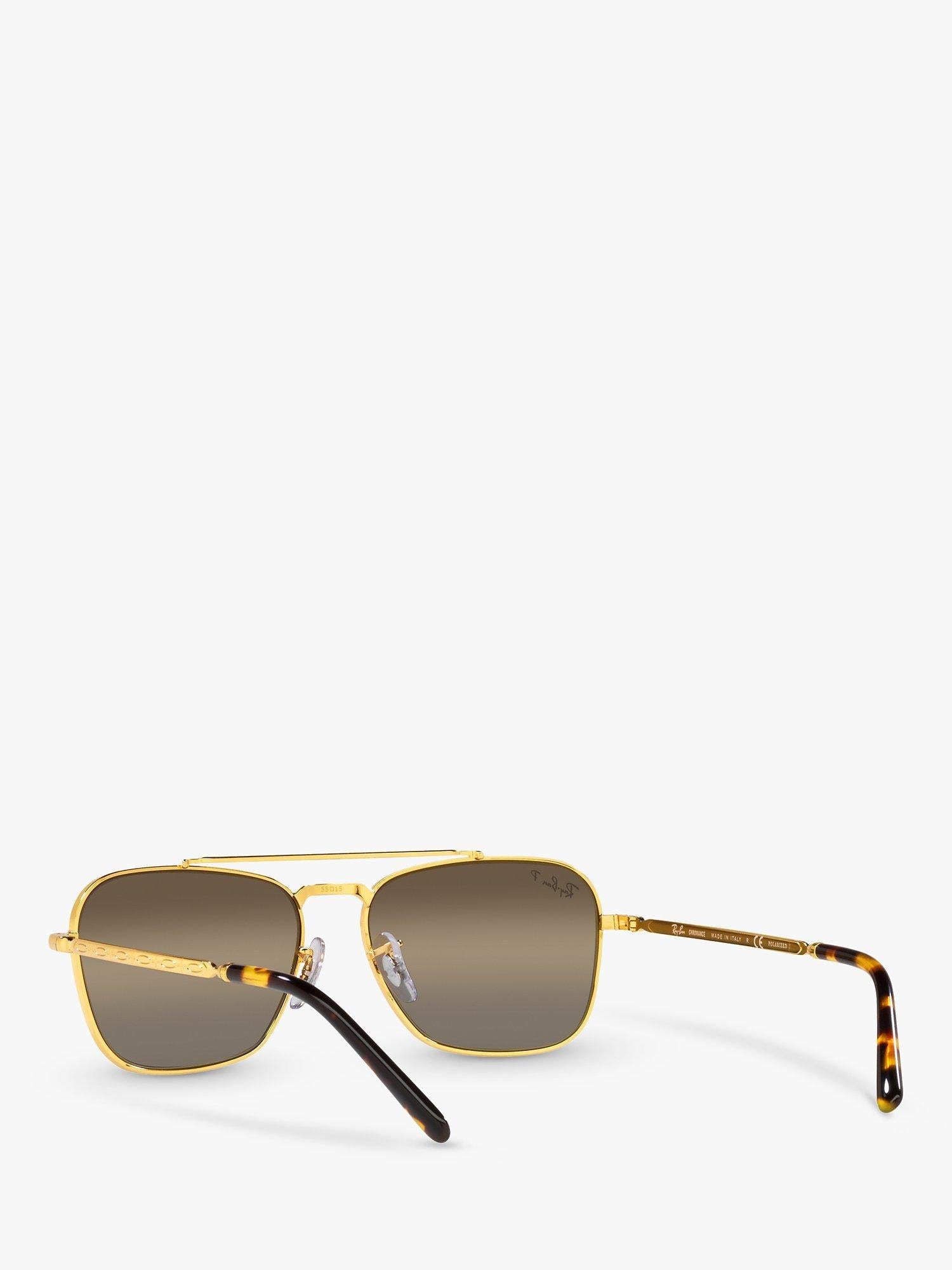 Ray-Ban New Caravan square polarised sunglasses Legend Gold Brown - British product