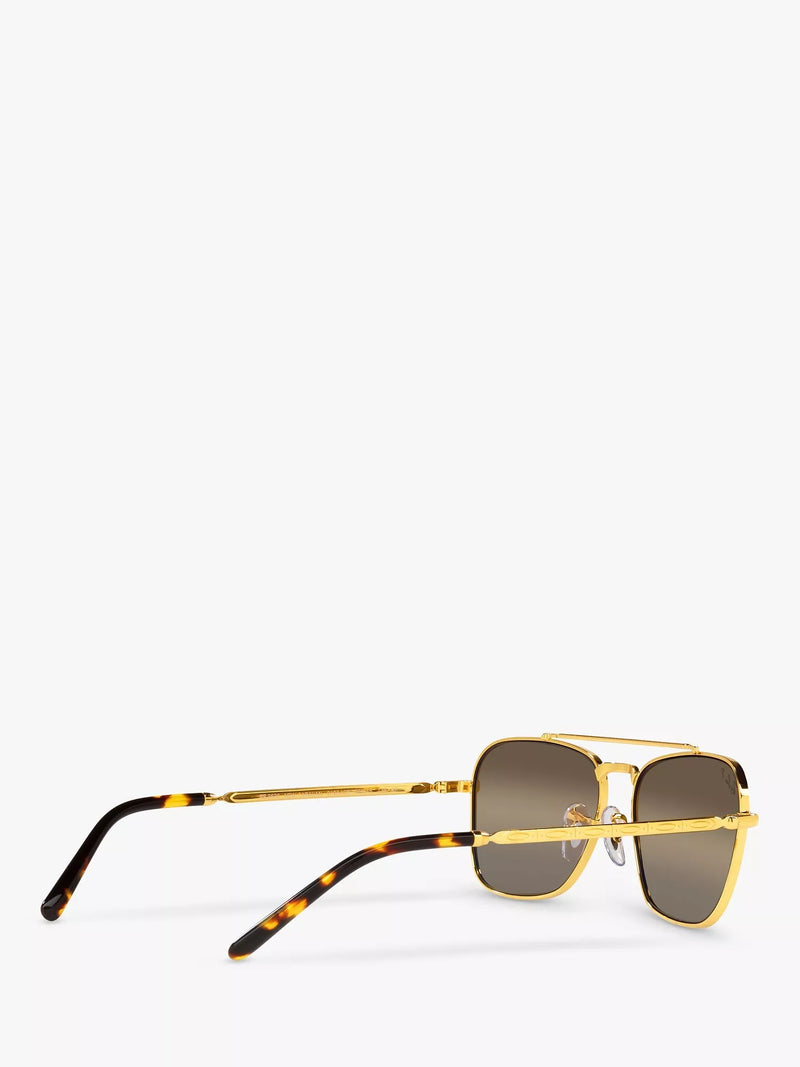 Ray-Ban New Caravan square polarised sunglasses Legend Gold Brown - British product