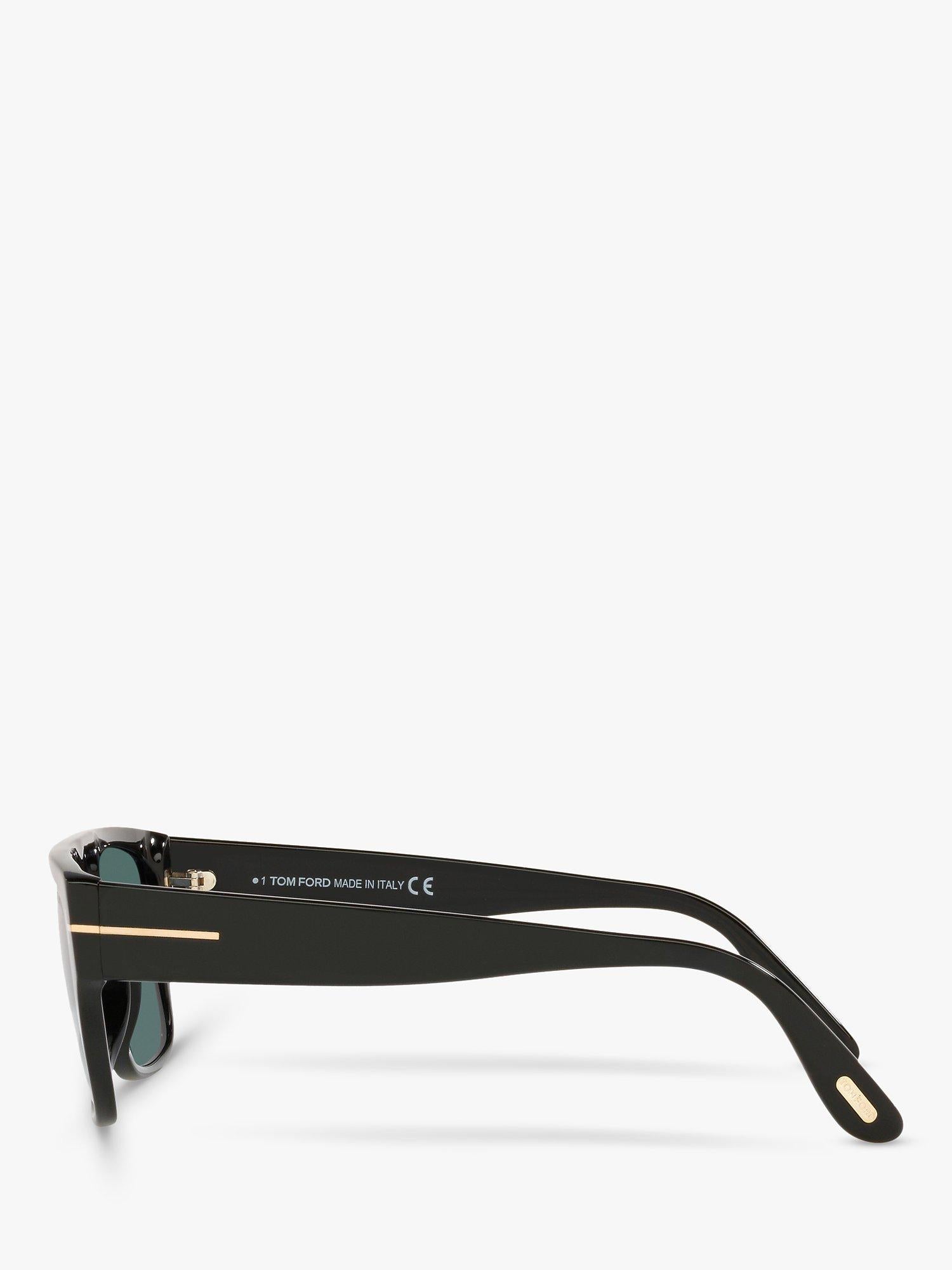TOM FORD rectangular sunglasses TR001363 shiny black blue - British product